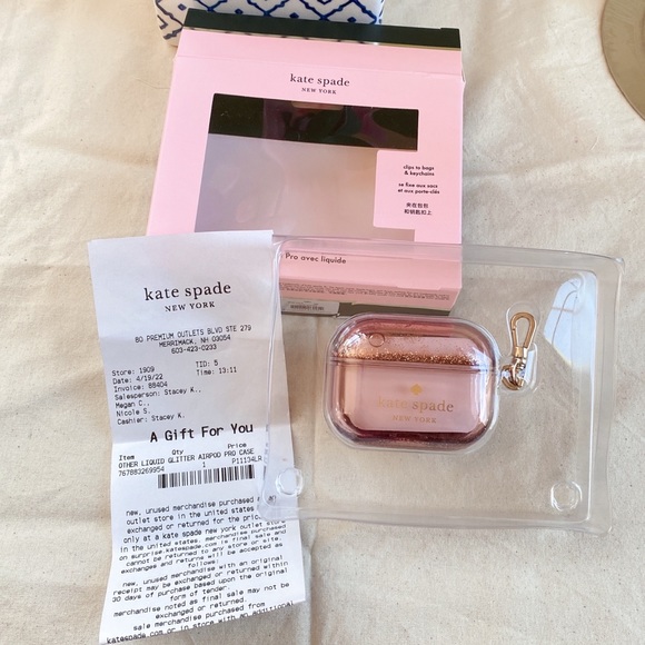 Kate Spade Pink glitter airpod pro case - Picture 2 of 7